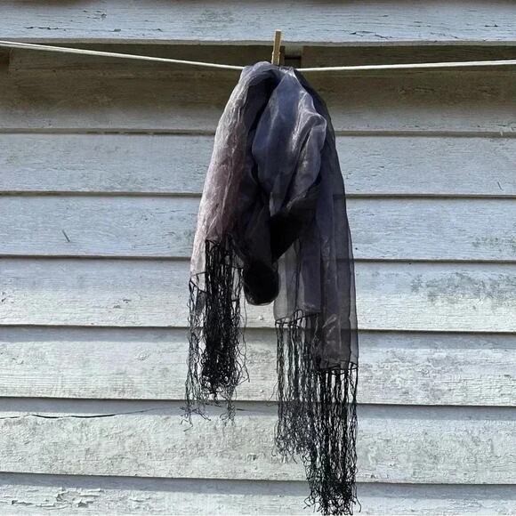 Collection XIIX Accessories - Collection XIIX Scarf Sheer, fades from light black to gray with tassels
